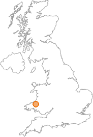 map showing location of Aber, Ceredigion