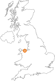 map showing location of Abergele, Conwy