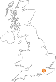 map showing location of Abinger Hammer, Surrey