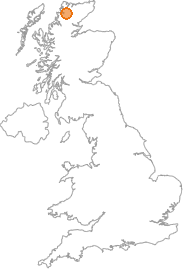 map showing location of Achany, Highland