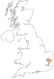 map showing location of Acton, Suffolk