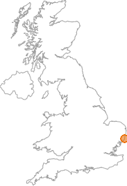 map showing location of Aldeburgh, Suffolk