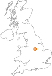map showing location of Alfreton, Derbyshire