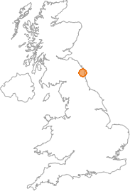 map showing location of Alnwick, Northumberland