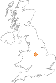 map showing location of Alsop en le Dale, Derbyshire