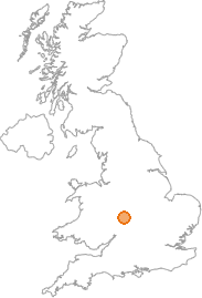 map showing location of Alvechurch, Hereford and Worcester