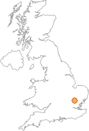 map showing location of Arkesden, Essex