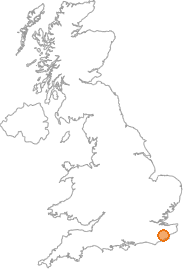 map showing location of Ashenden, Kent