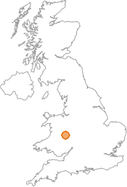 map showing location of Aston on Clun, Shropshire