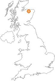 map showing location of Auchlunkart, Moray