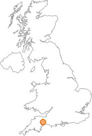 map showing location of Aunk, Devon