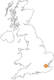 map showing location of Aveley, Essex