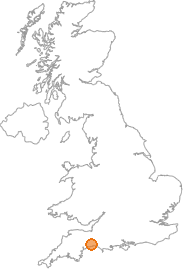 map showing location of Axminster, Devon