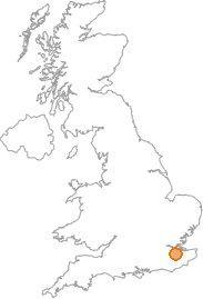 map showing location of Aylesford, Kent