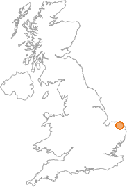 map showing location of Aylsham, Norfolk