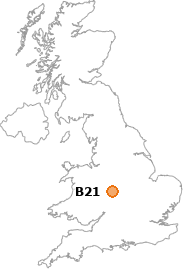 map showing location of B21