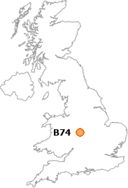 map showing location of B74