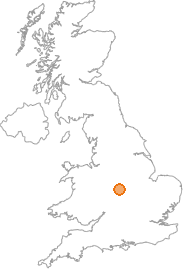 map showing location of Baddesley Ensor, Warwickshire