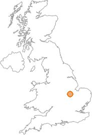map showing location of Bainton, Cambridgeshire
