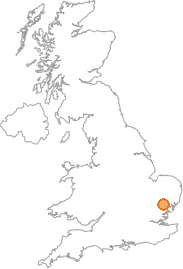 map showing location of Ballingdon, Suffolk