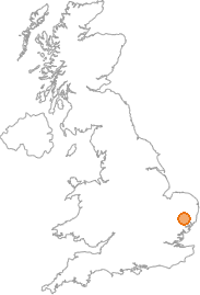 map showing location of Battisford Tye, Suffolk