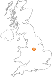 map showing location of Beeley, Derbyshire