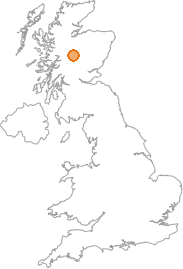 map showing location of Ben Alder Lodge, Highland