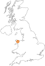 map showing location of Bethesda, Gwynedd
