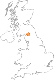 map showing location of Bewcastle, Cumbria