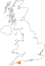 map showing location of Bickham Bridge, Devon