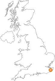 map showing location of Bilsington, Kent