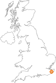 map showing location of Bilting, Kent