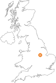 map showing location of Bingham, Nottinghamshire