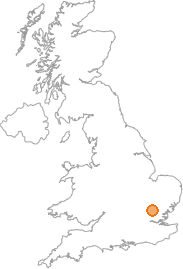 map showing location of Bishop's Stortford, Hertfordshire