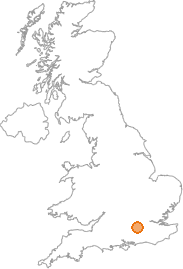 map showing location of Bisley, Surrey