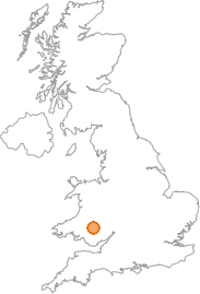 map showing location of Blaen Dyryn, Powys