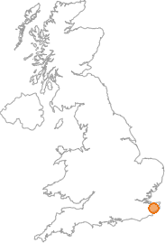 map showing location of Bossingham, Kent
