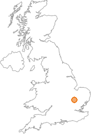 map showing location of Bourn, Cambridgeshire