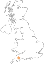 map showing location of Bow, Devon