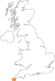 map showing location of Breage, Cornwall