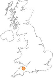 map showing location of Bridgetown, Somerset