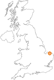 map showing location of Briningham, Norfolk