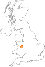 map showing location of Brooks, Powys