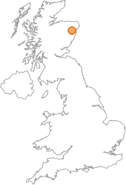 map showing location of Burnhervie, Aberdeenshire