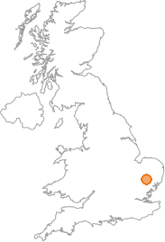 map showing location of Bury St Edmunds, Suffolk