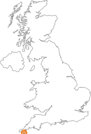 map showing location of Cadgwith, Cornwall