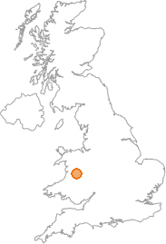 map showing location of Caersws, Powys