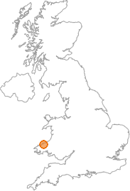 map showing location of Cardigan, Ceredigion