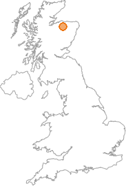 map showing location of Cardow, Moray