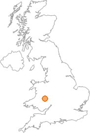 map showing location of Cascob, Powys